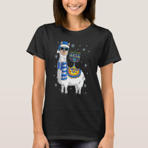 Menorah Hanukkah Llama T Shirt Cute Alpaca Chanuka