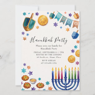 Menorah Hanukkah Party Jewish celebration Invitation