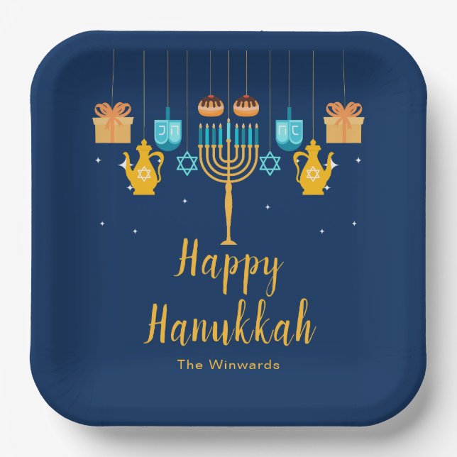 Menorah Hanukkah Party Plates (Front)