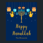 Menorah Hanukkah Party Welcome Poster<br><div class="desc">Hanukkah party welcome sign with a menorah and sufganiyots. The words can be changed to suit your own details or requirements</div>