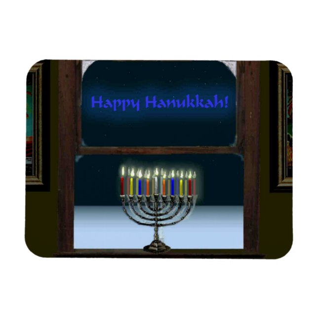 Menorah In The Window Magnet (Horizontal)