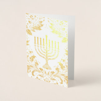 Menorah intricate William Morris style Foil Card