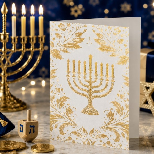 Menorah intricate William Morris style Foil Card (Creator Uploaded)