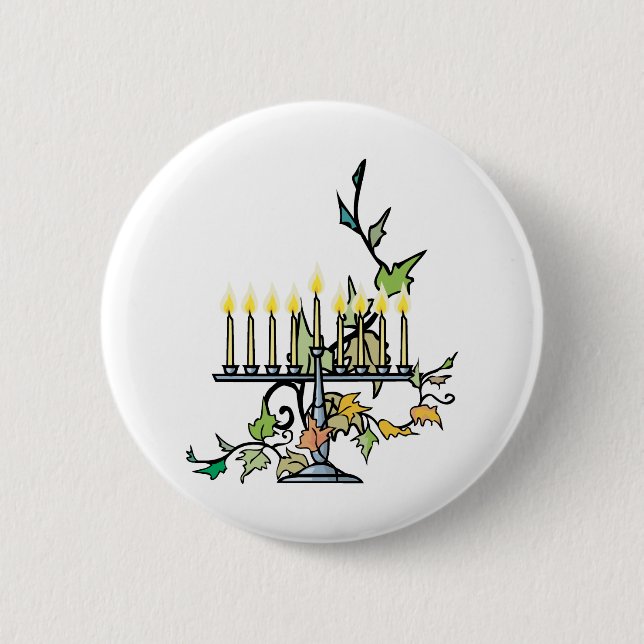 Menorah & Ivy 6 Cm Round Badge (Front)