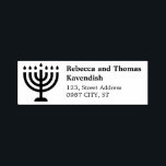 Menorah return address self-inking stamp<br><div class="desc">Return address stamp with a menorah. Great for Hanukkah greetings.</div>