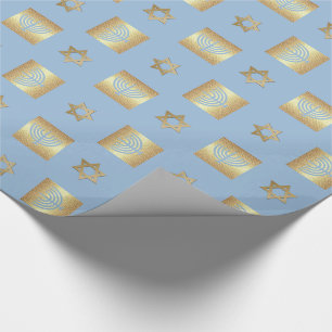 Menorah & Star of David Hanukkah Wrapping Paper