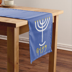 Menorah Table Runner White