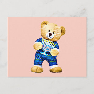 Menorah Teddy Bear Postcard