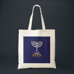 Menorah Tote Bag<br><div class="desc">Individually the letters represent: Menorah: Mem, Nun, Resh, Hey Mem - Chaos Mighty Blood Nun - Continue Heir Son Resh - First Top Beginning Hey - Look Reveal Breath Exo 25:31  And thou shalt make a candlestick of pure gold: of beaten work shall the candlestick be made: his shaft, and his...</div>