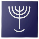 Menorah White Navy Ceramic Tile<br><div class="desc">Menorah white tile. Personalise by adding your own name. To make this your own design 'Click to Customise Further" … or 'Transfer this design' to print the same design onto a different product. Where does the Menorah come from? It comes from the Bible, in the book of Exodus, chapter 25...</div>