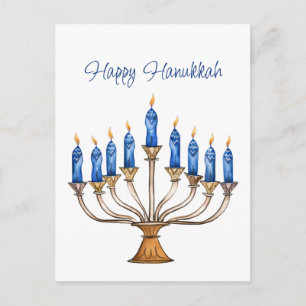 Menorah with Burning Candles Happy Hanukkah  Postcard