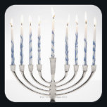 Menorah with burning candles square sticker<br><div class="desc">AssetID: 200485985-001 / {Thomas Northcut} / Menorah with burning candles</div>