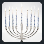 Menorah with burning candles square sticker<br><div class="desc">AssetID: 200485985-001 / {Thomas Northcut} / Menorah with burning candles</div>