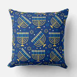 Menorahs and The Star of David Hanukkah Pattern Cushion