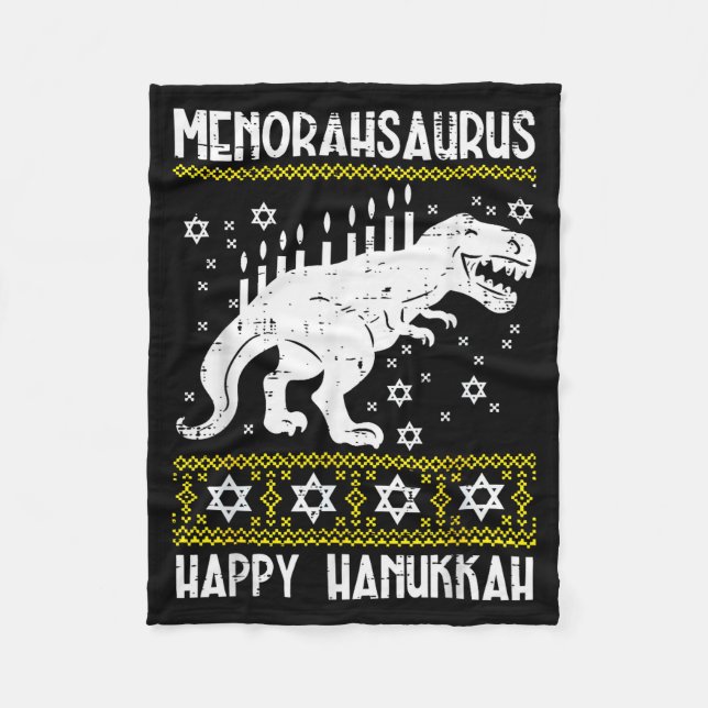 Menorahsaurus Happy Hanukkah Dino Chanukah Toddler Fleece Blanket (Front)