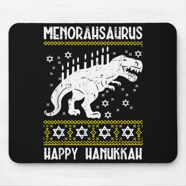 Menorahsaurus Happy Hanukkah Dino Chanukah Toddler Mouse Pad (Front)