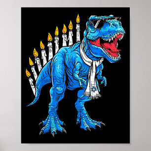 Menorasaurus Hanukkah T Rex Dinosaur Dino Chanukah Poster