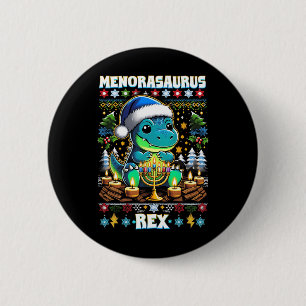 Menorasaurus Rex Dino Trex Ugly Christmas Sweater 6 Cm Round Badge