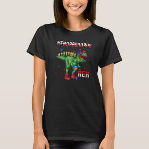 Menorasaurus Rex Dinosaur Rex Hanukkah Menora Pun T-Shirt