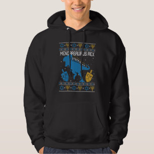 Menorasaurus Rex Dinosaur T Rex Hanukkah Menorah B Hoodie