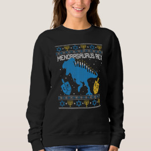 Menorasaurus Rex Dinosaur T Rex Hanukkah Menorah B Sweatshirt