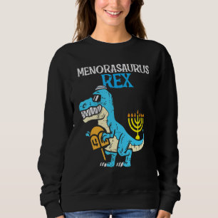 Menorasaurus Rex Jew Dino Trex Toddler Boys Hanukk Sweatshirt