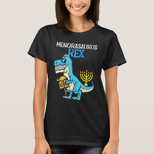 Menorasaurus Rex Jew Dino Trex Toddler Boys Hanukk T-Shirt (Front)