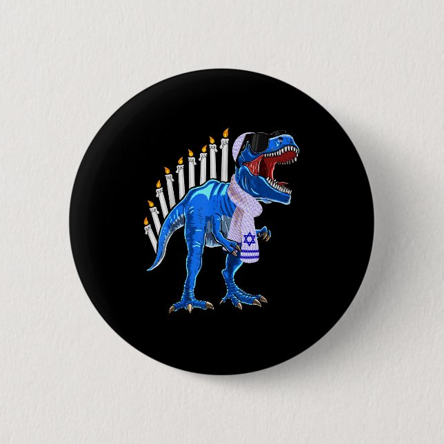 Menorasaurus Rex Shirt T Rex Dinosaur Hanukkah Gif 6 Cm Round Badge (Front)