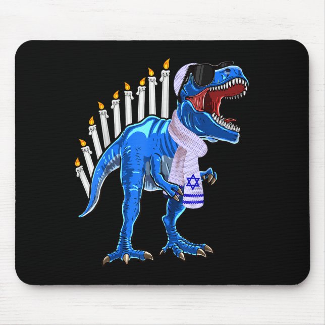 Menorasaurus Rex Shirt T Rex Dinosaur Hanukkah Gif Mouse Pad (Front)
