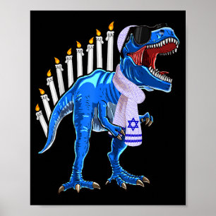 Menorasaurus Rex Shirt T Rex Dinosaur Hanukkah Gif Poster