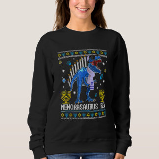 Menorasaurus Rex Trex Menorah Ugly Hanukkah Chanuk Sweatshirt