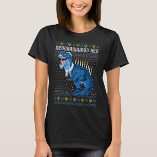 Menorasaurus Rex Ugly Hanukkah Sweater Dinosaur Re