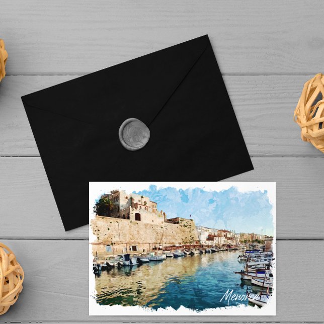 Menorca Baleares Port Ciutadella Travel Postcard (menorca spain baleares postcard)
