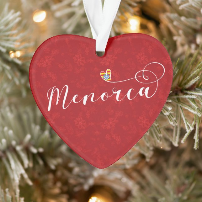 Menorca Flag Heart, Balearic Islands Ornament (Tree)