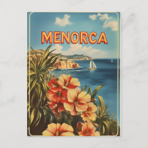 Menorca flowers vintage postcard