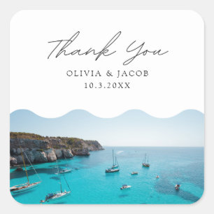 Menorca Spain Photo Wedding Favour Thank You Square Sticker