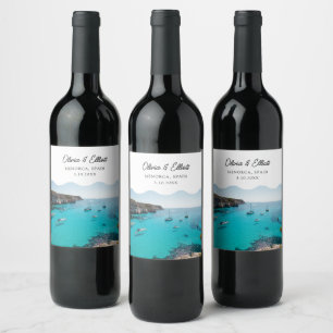 Menorca Wedding Favour Personalised Wine Label