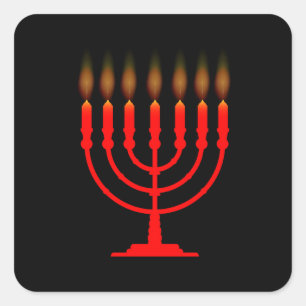 Menorh With Seven Candles Square Sticker