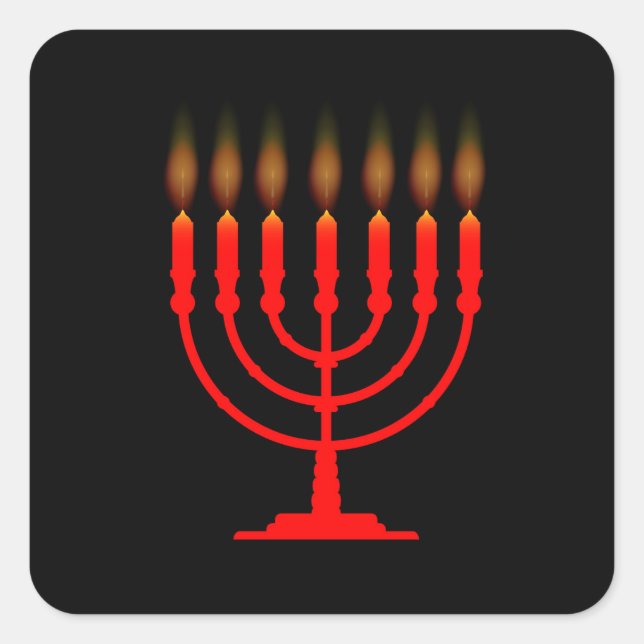 Menorh With Seven Candles Square Sticker (Front)