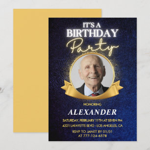 Mens 100th birthday invitations  Elegant Chic