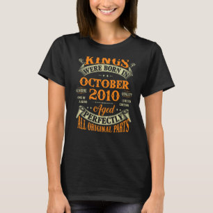 Mens 12th Birthday Kings Born In October 2010 12 T-Shirt