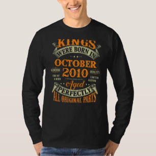 Mens 12th Birthday Kings Born In October 2010 12 T-Shirt