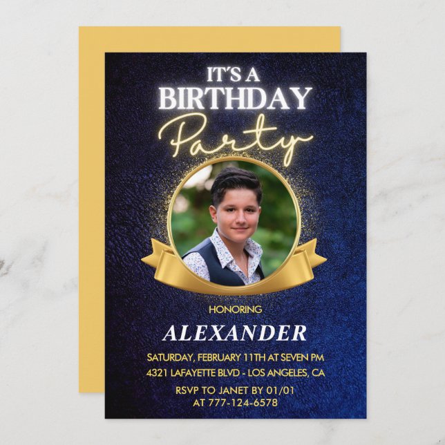 Mens 15th birthday invitations  Elegant Chic (Front/Back)