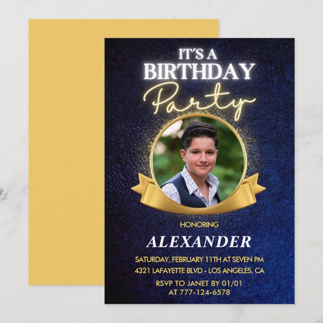Mens 17th birthday invitations  Elegant Chic (Front/Back)