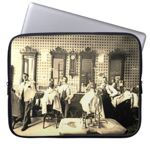 Mens 1890's Barber Shop Barber Hair Salon Photo Laptop Sleeve