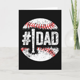 Mens 1 Dad Baseball Number One Daddy Son Baseball Card