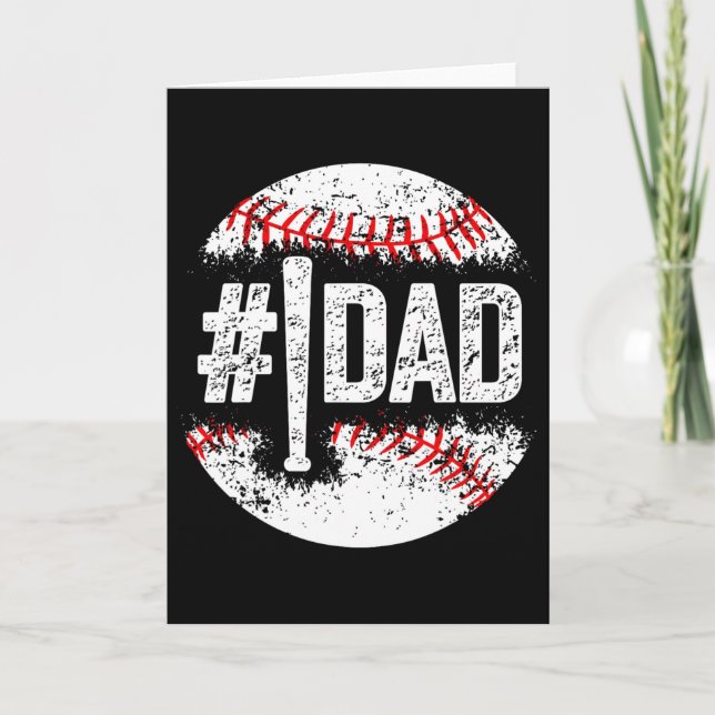 Mens 1 Dad Baseball Number One Daddy Son Baseball  Card (Front)
