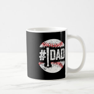 Mens 1 Dad Baseball Number One Daddy Son Baseball Coffee Mug