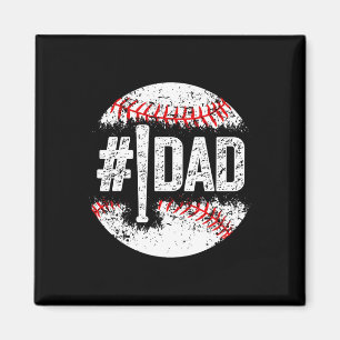 Mens 1 Dad Baseball Number One Daddy Son Baseball Magnet