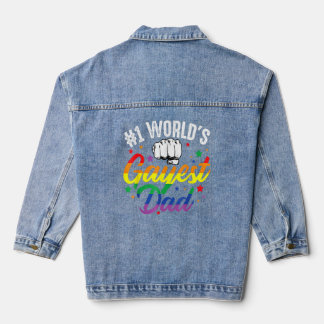 Mens 1 World's Gayest Dad  Father's Day Lgbt Pride Denim Jacket